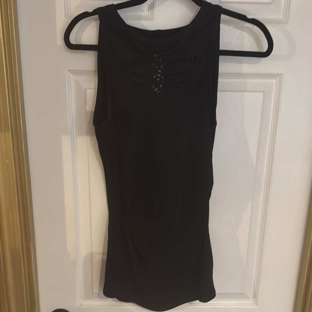 White House Black Market Black eyelet neckline Tank Top